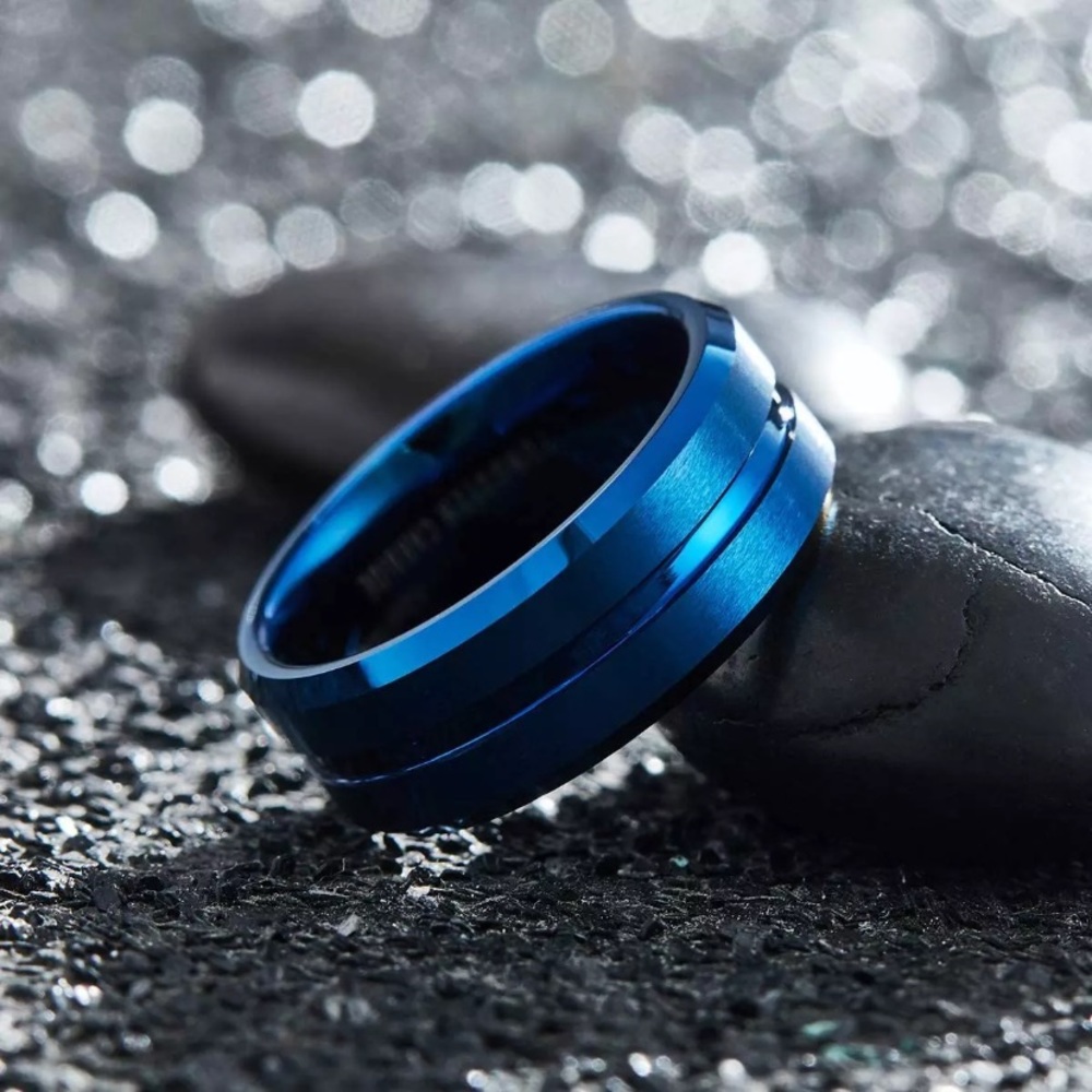 💙Men’s Blue Stainless Steel band ring